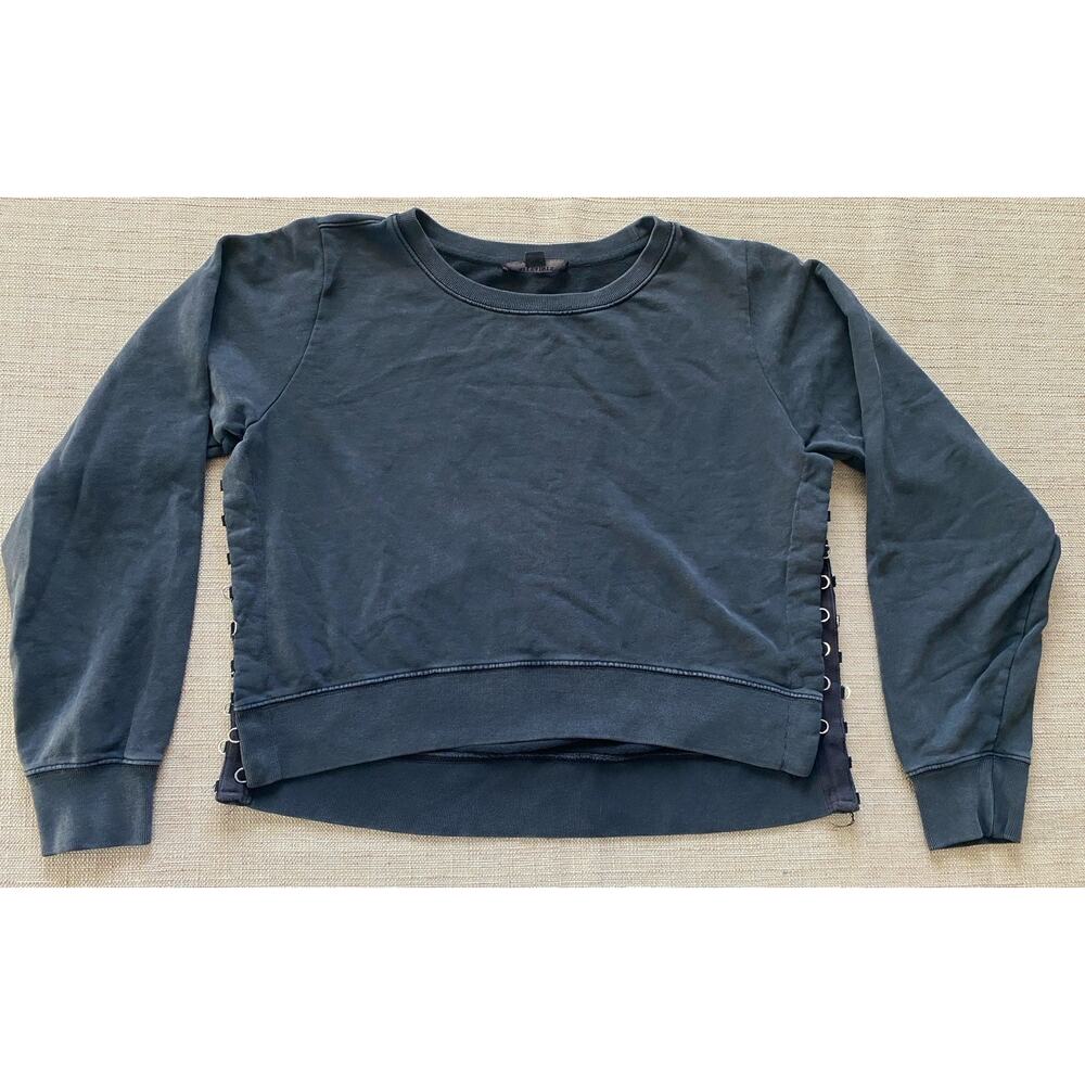 AllSaints Daner Cotton Slit Crewneck Sweater Dark Gray Size L